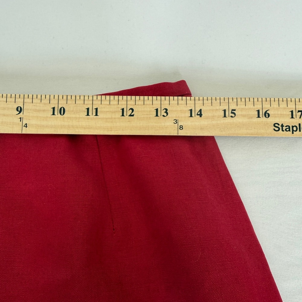 Ann Taylor Red Linen Floral Embroidered Beaded Pencil Skirt Size 6 Crochet 3D - Picture 4 of 7